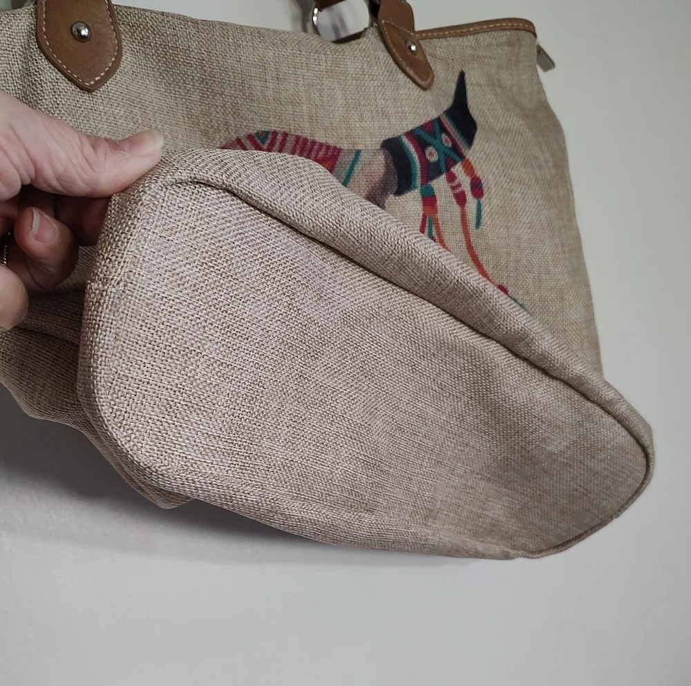 Montana West Burlap Tan Tote Bag with Tribal Design